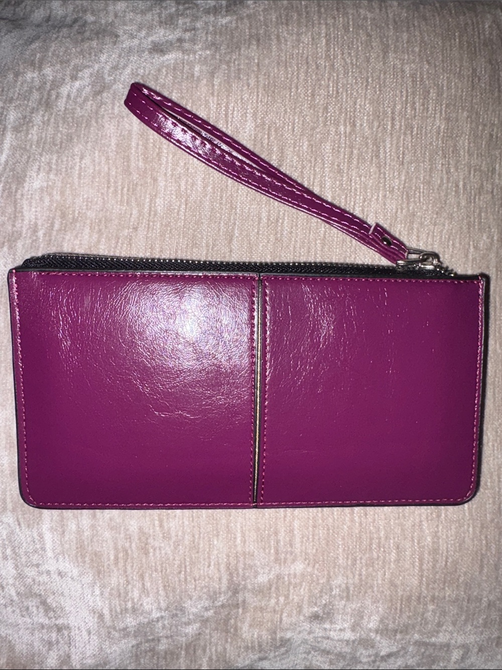 Magenta Leather Wristlet Wallet
